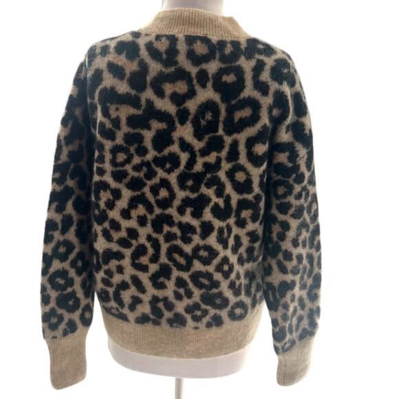 & other stories Oversized wool blend jacquard knit leopard sweater sz S mohair - Picture 7 of 7